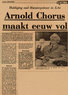 Bericht in de Limburger 100 jaar Arnold Chorus