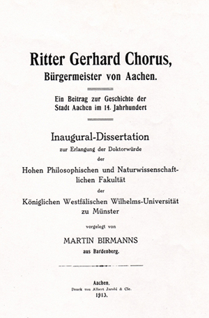 Titelblad dissertatie over Ritter Gerhard Chorus